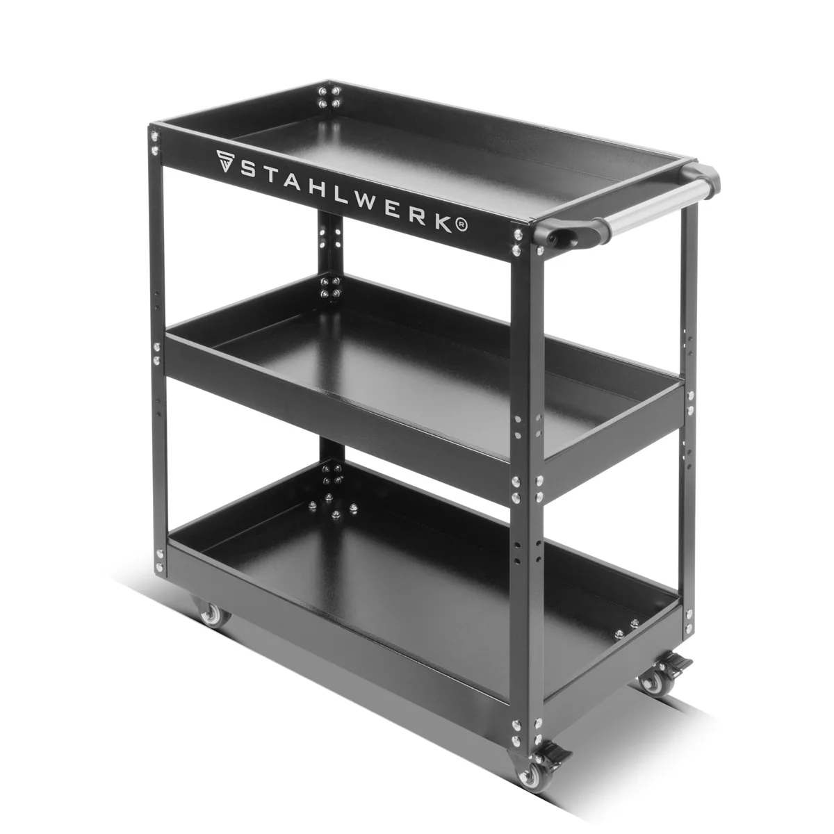 STAHLWERK Werkzeugwagen ST-730 Werkstattwagen | Rollwagen | Transportwagen | Montagewagen | Plattformwagen | Etagenwagen mit 3 Ladeflächen - Image 3