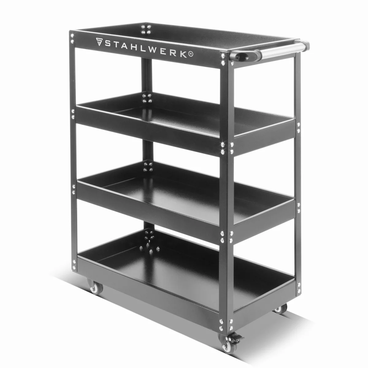 STAHLWERK Werkzeugwagen ST-875 Werkstattwagen | Rollwagen | Transportwagen | Montagewagen | Plattformwagen | Etagenwagen mit 4 Ladeflächen - Image 3