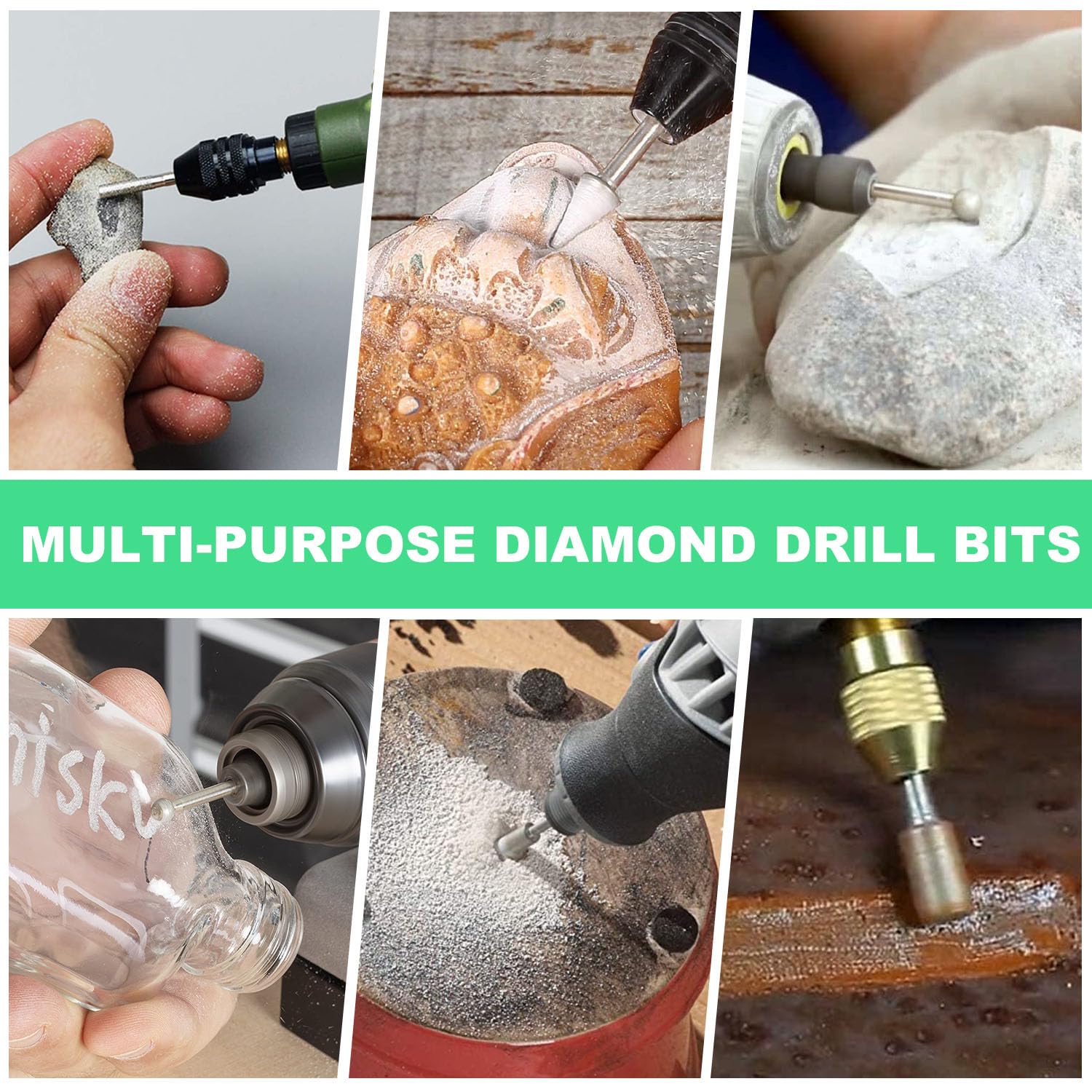 USB-Gravierstift 50 Stück Diamant Fräser Set, Diamant Fräser für Stein, Glas, Keramik, Schnitzen, Schleifen, Polieren, Gravieren, Bohren, Silber - Image 6